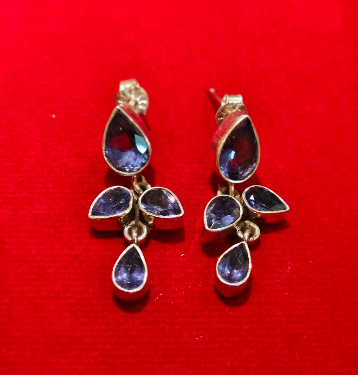 STERLING SILVER BLUE STONE EARRINGS