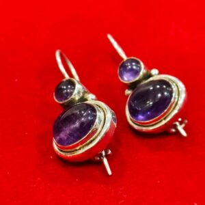STERLING SILVER PURPLE STONE EARRINGS