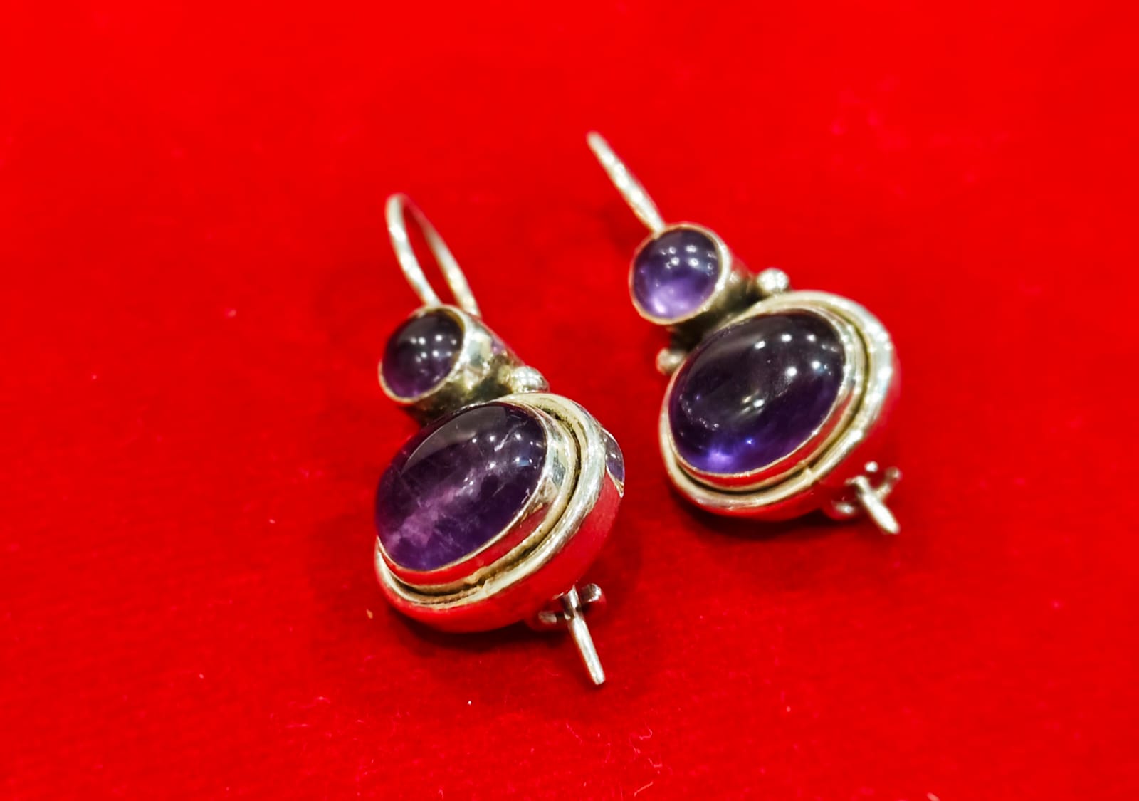 STERLING SILVER PURPLE STONE EARRINGS