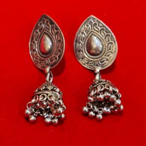 LEAF SHAPED SILVER JHUMKI