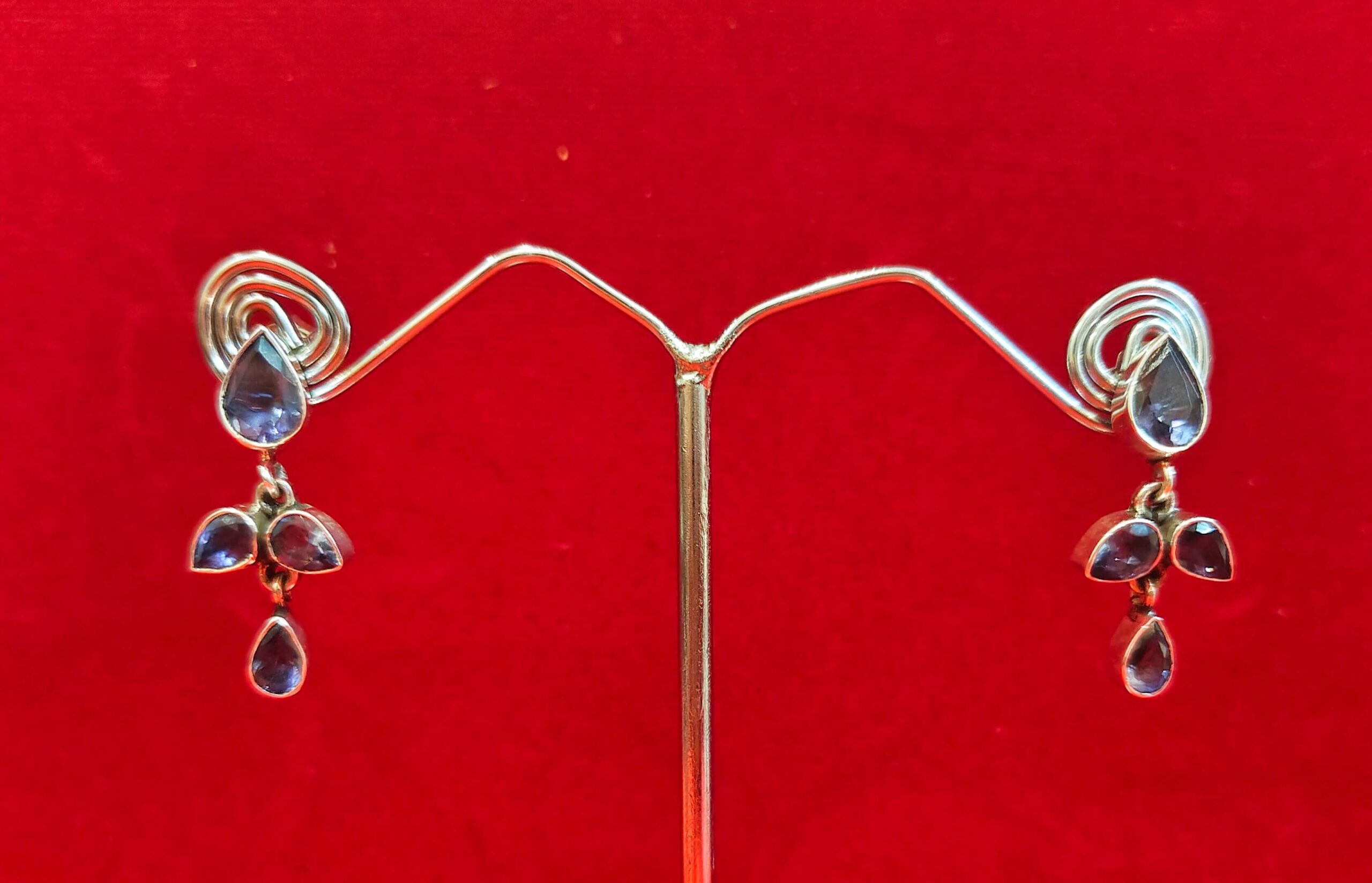 STERLING SILVER BLUE STONE EARRINGS - Image 2