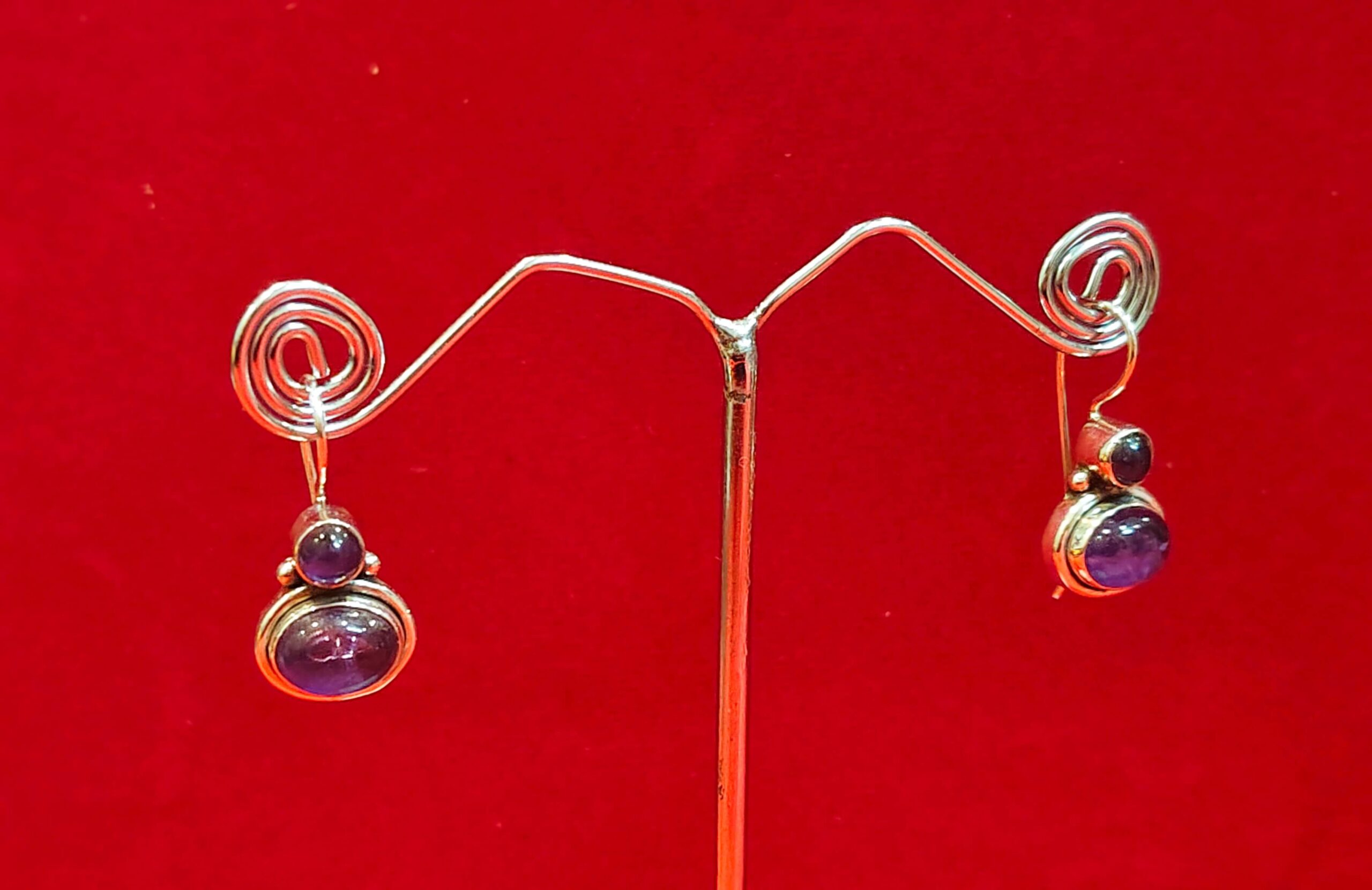 STERLING SILVER PURPLE STONE EARRINGS - Image 2