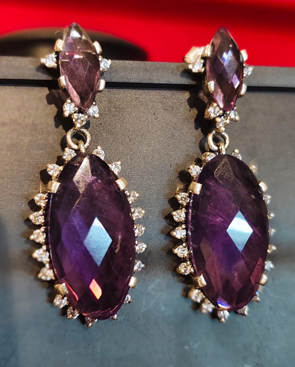 AMETHYST CRYSTAL DANGLE EARRINGS - Image 2