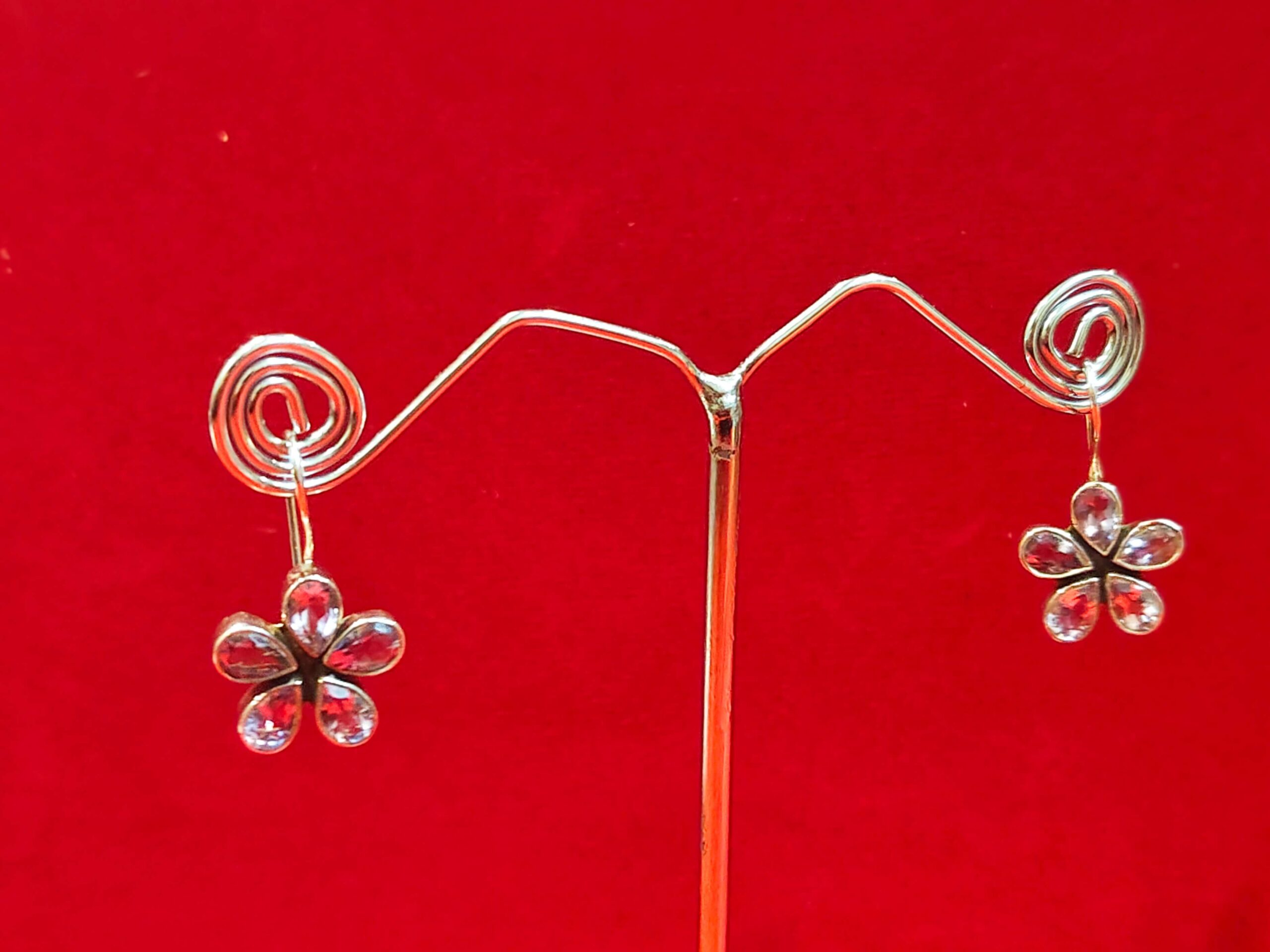 STERLING SILVER FLORAL PURPLE EARRINGS - Image 2