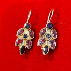 PURPLE PETAL SILVER EARRINGS