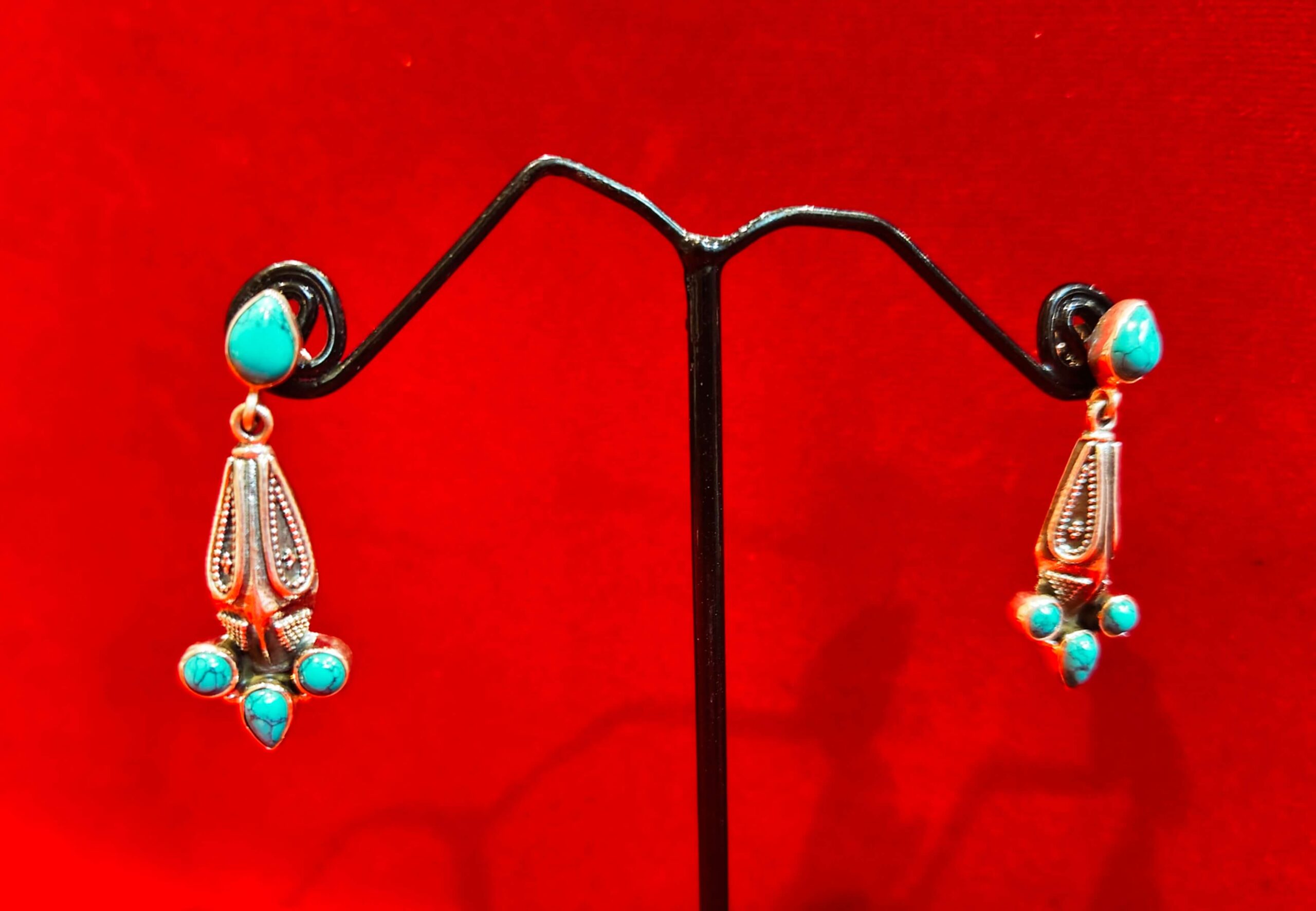 TURQUOISE SILVER EARRINGS - Image 2