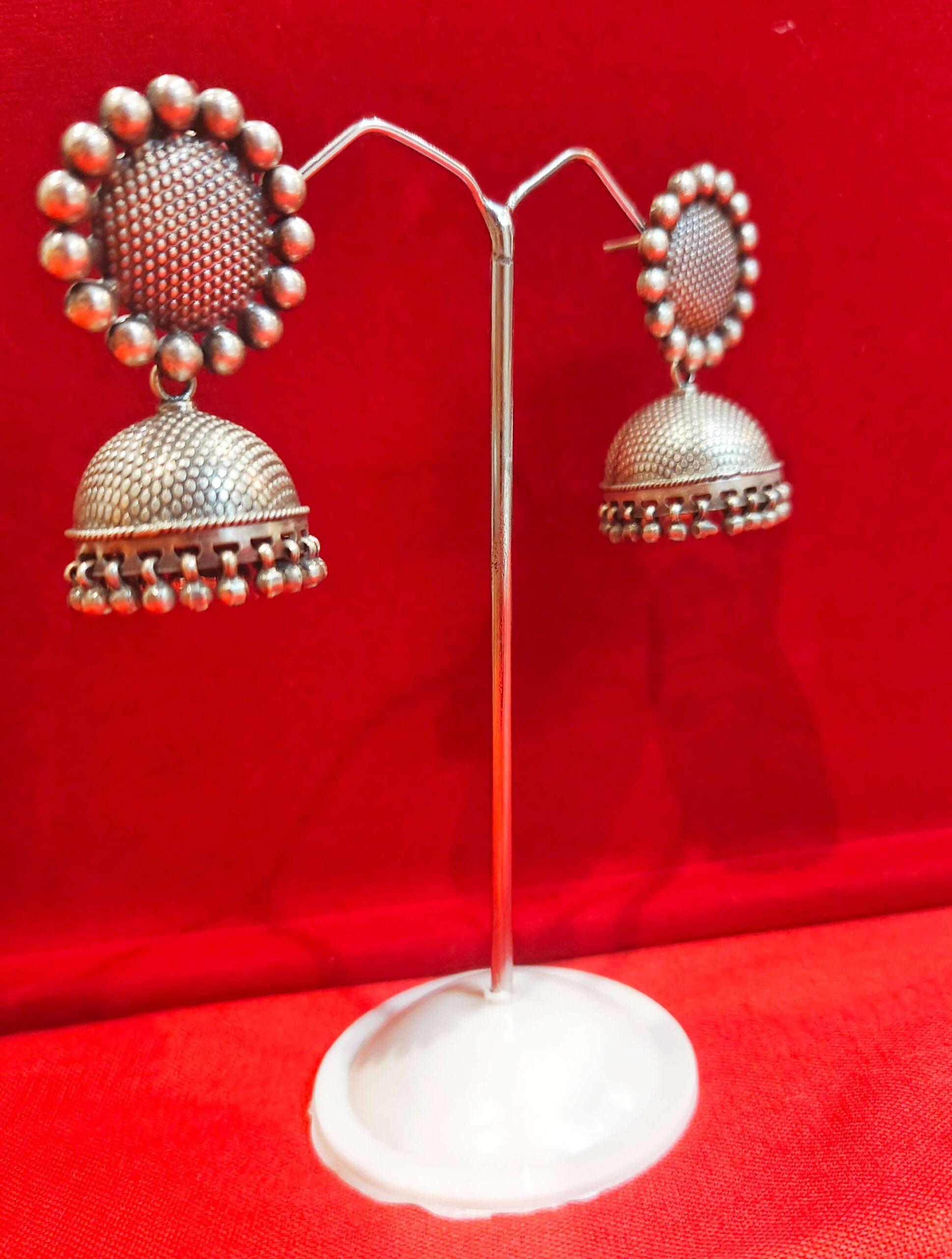 ANTIQUE DOTTED BELL JHUMKI - Image 2